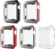 [APRLIITY] [5 Pack Case for Apple Watch Series 8 / Series 7 45mm, Screen Protector TPU Transparent for Apple Watch (Transparent+Black+Pink+Silver+Red)