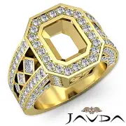 Emerald SemiMount Diamond Engagement Vintage Filigree Ring 18k Yellow Gold 2.3Ct