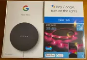 Google Nest Mini 2nd Generation Charcoal & Mercury Smart Light Strip Value Pack