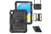 iPad A16 11th Gen 11 Inch 2025 Full-Body Drop Protection Cover with Screen Protector & Shoulder Strap-Black Camo
