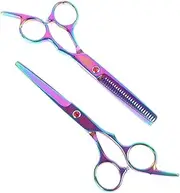JSEIAJB 2Styles 6Inch Rainbow Cut Hair Scissors Thinning Barber Scissor Hairdressing Scissors for Hair Care Tool