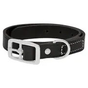 All Day Plain Leather Dog Collar Black