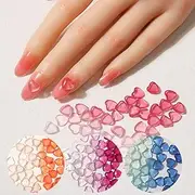 Heart Nail Charms 3D Flat Back Design Orange Pink Blue Heart Nail Art Charms for Acrylic Nails Decoration DIY Hearts Nail Jewelry Gems Change Color in Sunlight
