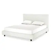 Havvan Linen Upholstered Fabric Bed Frame - Off White