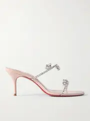 [Christian Louboutin] Christian Louboutin - Just Queen 70 Crystal-embellished Pvc Mules - Silver - IT38.5 IT 38.5 Silver