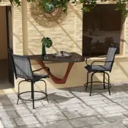 Outsunny Outdoor Bar Stools Set of 2 w/ Armrests, Bar Height Chairs, Gray