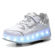 Unbrand Childrens Sneakers Double-wheeled Shoes Led Light Shoes Q7 White 39