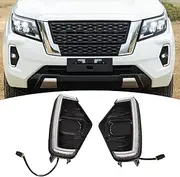 Daytime Running Lights, LED Daytime Running Lights, White Amber Turn Signal Fog Lights, for Nissan Navara NP300 2020‑2022