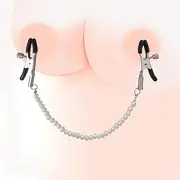 Nipple Sex Toys - Nipple Clamps with Chain, Adjustable Weight Metal Nipple Clamps Non-Piercing Metal Stimulator Nipple Clip for Men Women Adult Sex Toys (White)