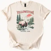 Yellowstone National Park Shirt Retro Buffalo Graphic Tee Nature Shirt Outdoor