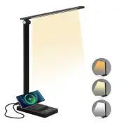Catzon LED Desk Lamp Smart Reading Lamp with USB Charging Port 5 Lighting Modes-Black