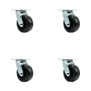 5 Inch Phenolic Wheel Swivel Caster Set with Ball Bearings Service Caster Brand