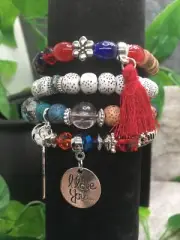 4 PC Handmade Bohemian Beaded Stackable Stretch Bracelet Set New 298