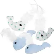 BESPORTBLE 4pcs Interactive Whale Cat Plush Whale Shape Kitten Plaything with Engaging Chew for Cats of All and Teething
