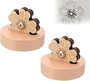 Flower Power Thread Cutter, Flower Shaped Thread Cutter, Daisy/Peachblossom Shaped Tabletop Blade Saver Yarn Cutter with Anti-Slip Stand Wooden Rotary Thread Cutting Tool(Daisy*2)