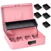 Large Locking Cash Box with Combination Lock and Money Tray, Money Box with C...
