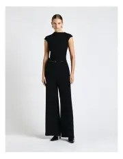 [Cue] Soft Shirred Jacquard Top in Black