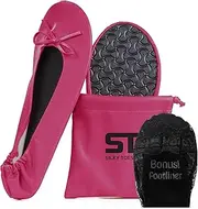 [Silky Toes] Women's Foldable Portable Travel Ballet Flat Roll Up Slipper Shoes