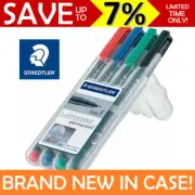Staedtler Lumocolor Permanent Markers 4 Red Blue Green Black 318 WP4 Pens 0.6 F