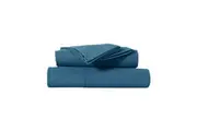 Kingtex Steel Blue Ultra-Soft Micro Flannel Sheet Set 40 cm Wall