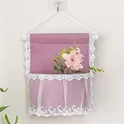 JSEIAJB Fabric Hanging bagWall Hanging Storage bagWall Hanging Sundries Storage Bag(White-Mountain peach7)
