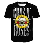 GUNS N ROSES 男女款 T 恤 HARD ROCK BAND 3D 打印街頭服飾,時尚大碼 T 恤,兒童 T