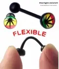 Black Tongue Bar Body Piercing Jewellery 14G Bar Barbell Flexible Bioplast