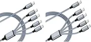 USB C Multi Charging Cable , 4 in 1 Charging Cable Nylon Braided USB-C Multiple Charger Cord with Micro USB,IP Port and 2 Type C Adapter Port for iPhone 16/15 Series/Cell Phones and More-2Pack 5FT