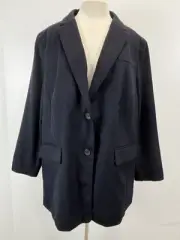 NEW! Talbots Wool Blend Blazer Jacket Sz 20W Plus Women’s Navy Italian Fabric