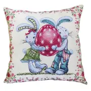 Throw Pillows Cover Tapestry Cushion Cover 18in Holiday Easter TWIN Easter Bunny