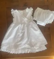 Pumpkin Patch Girls White Summer Dress Size 12 To 18 Months With Bloomers New