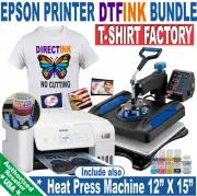 Epson Printer with DTF ink plus Heat Press 12"x15" T-Shirt Maker Start Bundle;