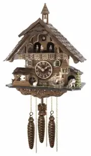 Cuckoo Clock Black forest house with music, moving seesaw EN 4835 MT NEW