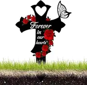 Hogvinnatil Grave Decoration Monuments, Memorial Grave Marker, Sympathy 2D Acrylic Stake for Cemetery - Creative Transition and Heart Grave Decorations for Cemetery, Ideal for the Yard, Lawn
