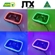 1 Pair, Black LED JTX Headlights, 5x7", RGB Rainbow Halo, suits MK Triton (for: Mitsubishi)