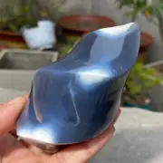 314g Amazing Spiral Tower Orca Agate Blue Chalcedony Agate Quartz Crystal Point