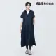 【MUJI 無印良品】女亞麻水洗開領短袖洋裝(共3色)