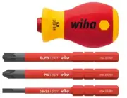 STUBBY VDE SCREWDRIVER SET - 3 SLIMBITS, KIT CONTENTS VDE HANDLE, SLOTT FOR WIHA