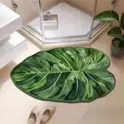 Carpet Diatom Mud Green Plants Green Leaves Floor Mat Anti Slip Bathroom ♪