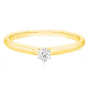 Solitaire 9ct Two Tone Gold Round Brilliant Cut 0.10 CARAT tw of Diamonds Ring