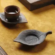 One Saucer For Tea Cup Crude Pottery Chinese Coaster Leaf Shape Design Cup Mat