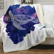 Turtle over Dark Blue Paint Stain Throw Blanket