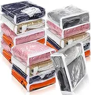 Kingdder 16 Pcs Clear Vinyl Zippered Sweater Storage Bags with Zipper Plastic Sheet Organizer and Storage for Clothing Blankets Sheet Linen Bed Pillow Cube Organizer(12 x 12 x 4 Inch)