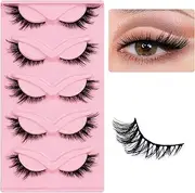 TORMEN False eyelash,5 Pairs Fox False Eyelashes,Naturally curled faux mink lashes, 3D Eyelashes Handmade False Eyelash Set, Professional False Eyelashes Voluminous, thick strip lashes (Fox style B)