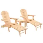 Gardeon 3pcs Adirondack Sun Lounger Outdoor Garden Patio Wooden Chairs Table