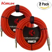 2-PACK Kirlin 20FT 1/4" Mono Translucent Red Instrument Cable IM-201 PRG-20/RDF