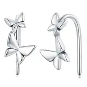 Sterling Silver Double Butterfly Hook Hypoallergenic Earrings