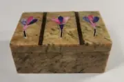 Vintage Solid Soap Stone Floral Trinket Box New Old Stock 90s India Handmaid