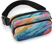 [YTLKGFP] Waist Pack Hand Drawn Feathers Printed Butt Pack Fanny Pack Hip Bum Bag for Workout Traveling Casual Running Hiking Cycling, Hand Drawn Feathers, 7.9 X 5.1 in