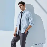 在飛比找momo購物網優惠-【NAUTICA】男裝 吸濕排汗條紋長袖襯衫(白色)